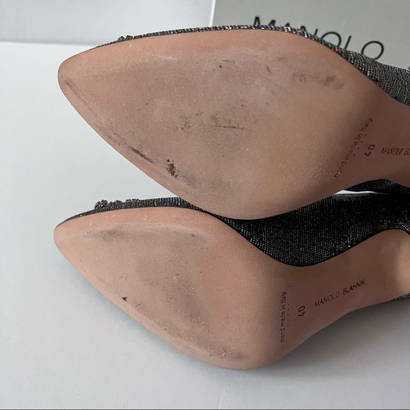 Manolo Blahnik Hangisi 115 Embellish Shimmer Pumps heel - Picture 9 of 10